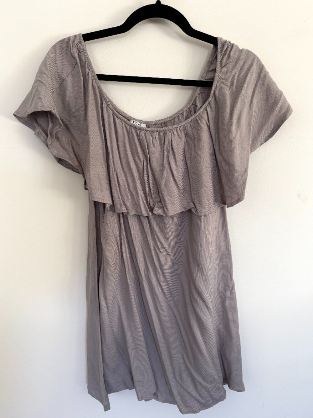 Tobi Gray Ruffle Off Shoulder Mini Dress M